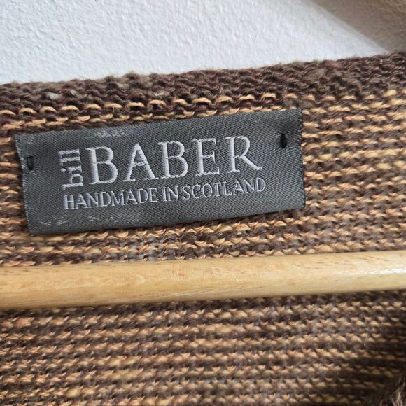 Bill Baber Handmade Scotland Womens 2-Tone Brown Open Knit Wool Knit Sweater M - Picture 8 of 10